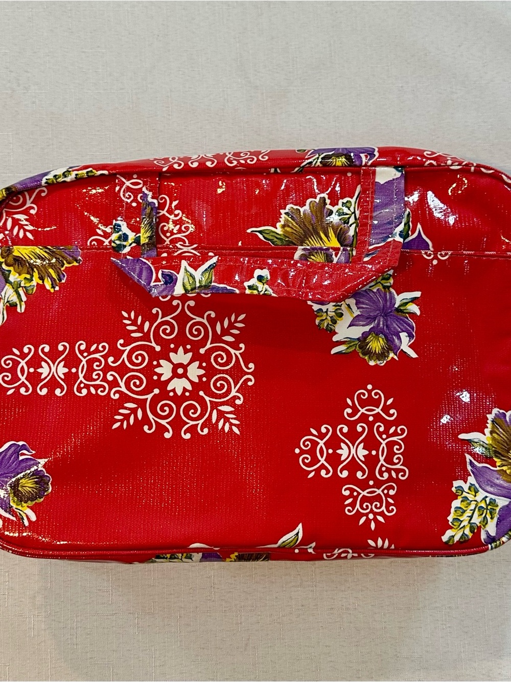 Mary Jane Bags Red Floral with Gingham Interior Travel Cosmetic Organizer Mexico